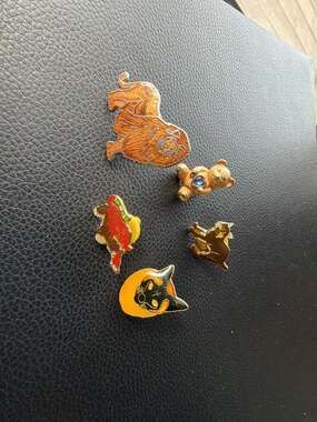 Vintage MAFCO Lion and Assorted Animals Enamel Pin Collection